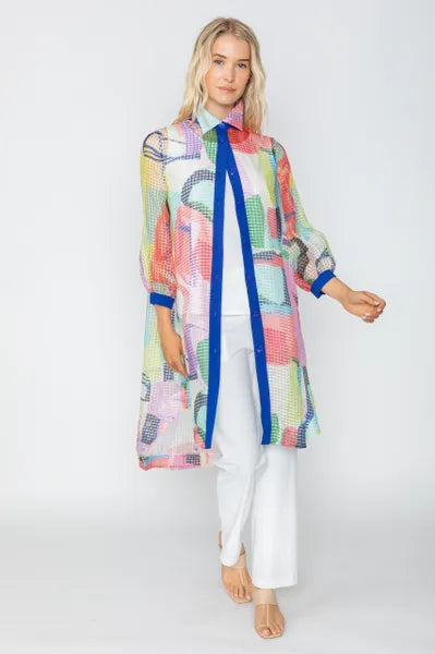 IC Collection Long Mesh Button Down Blouse/Jacket-IC-5676B