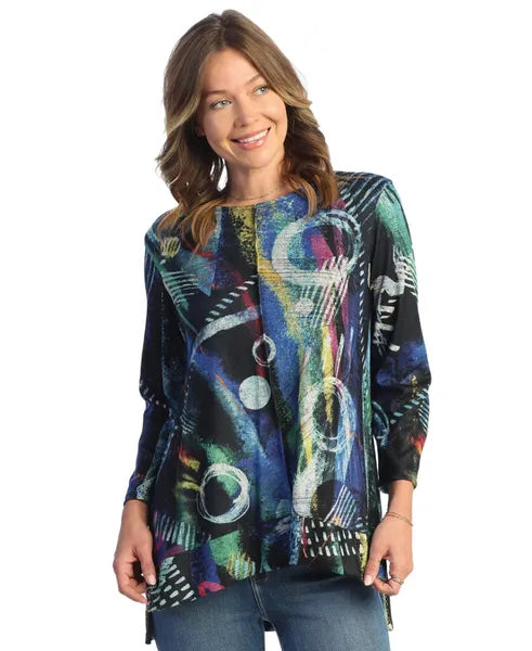 Jess & Jane Geo Pop French Brushed Knit Top-FB8-1739
