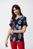 Joseph Ribkoff Silky Knit Abstract Print Boxy Top Style 251132