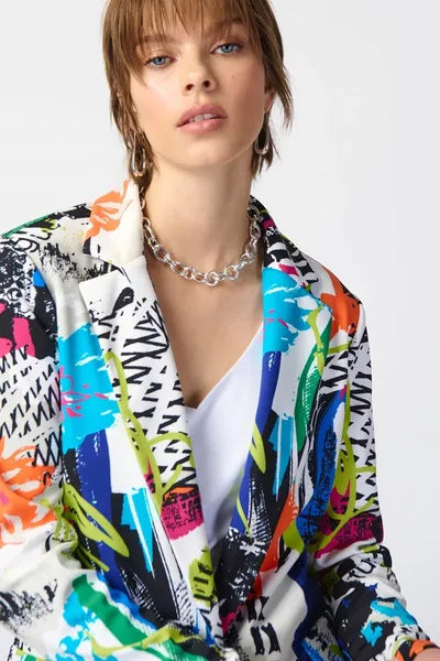 Joseph Ribkoff Abstract Print Silky Knit Blazer-JR-241302