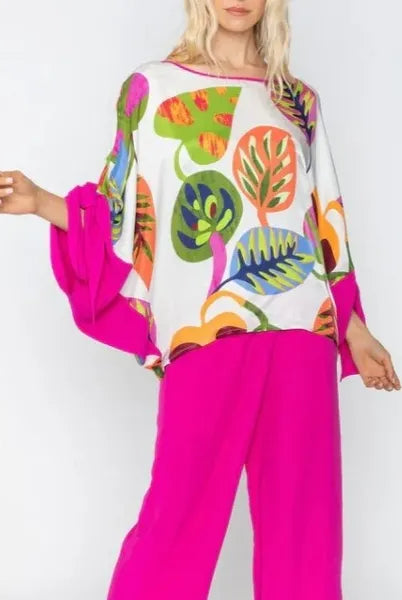 IC Collection Tropical Print Pull On Poncho | Unique Apparel USA