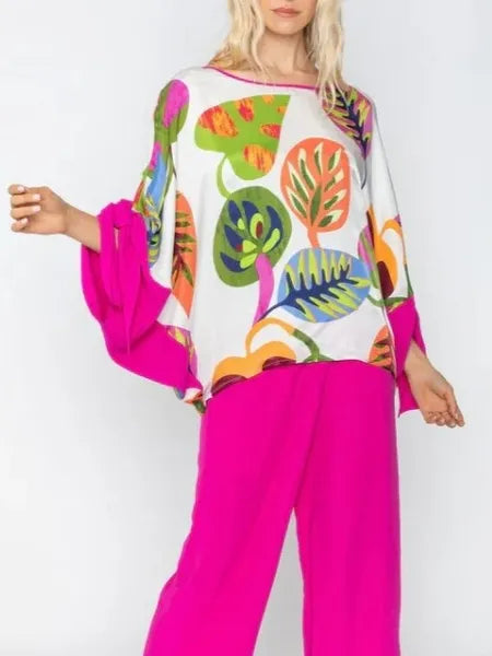 IC Collection Tropical Print Pull On Poncho-IC-5720T