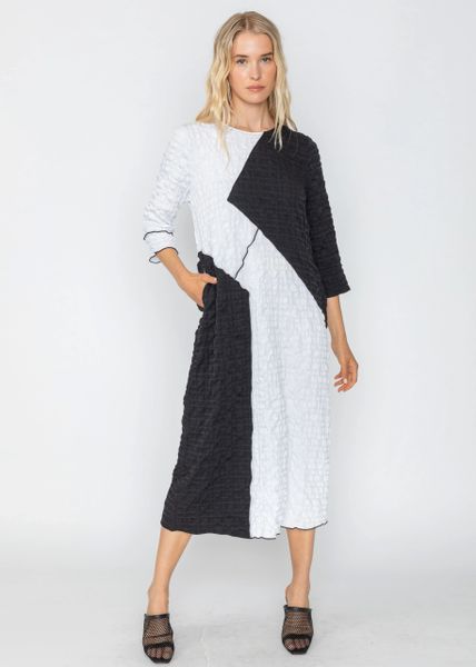 IC Collection Color Block Pucker Dress-IC-5799D