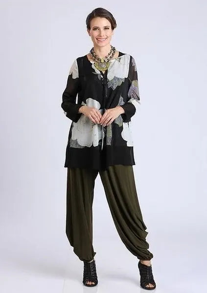 IC Collection Floral Half Zip Tunic-IC-3190T