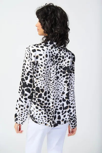 Joseph Ribkoff Animal Print Satin Top with Cowl Neckline-JR-241303
