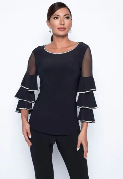Frank Lyman Sheer Layered Bell Sleeve Tunic-FL-199002