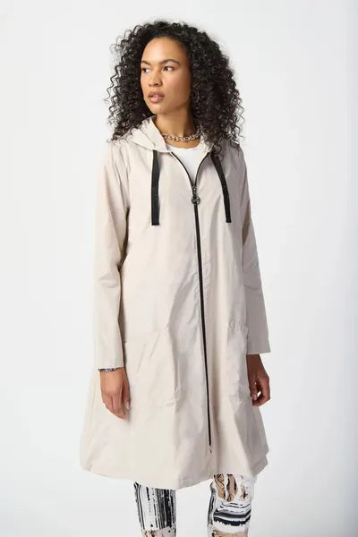 Joseph Ribkoff Memory Woven Hooded Trapeze Coat-241068