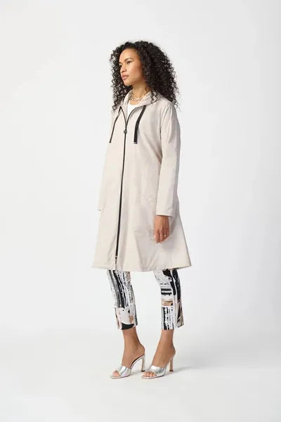 Joseph Ribkoff Memory Woven Hooded Trapeze Coat-241068