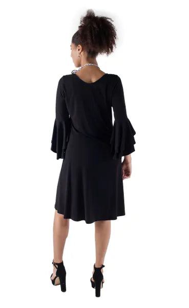 IC Collection Ruffled Sleeve Dress-IC-1148D