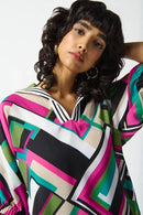 Joseph Ribkoff Georgette Geometric Print Boxy Top-JR-242176