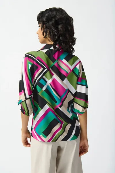 Joseph Ribkoff Georgette Geometric Print Boxy Top-JR-242176