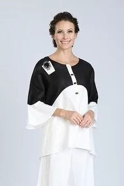 IC Collection Black & White Linen Tunic | Unique Apparel USA