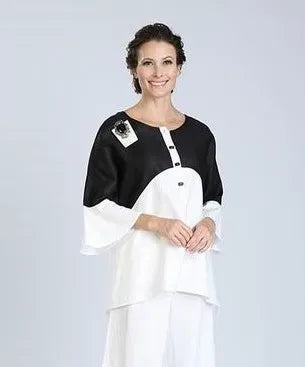 IC Collection Black & White Linen Tunic-IC-1190T