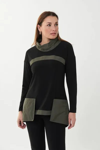 Joseph Ribkoff Cowl Neck Contrast Detail Top | Unique Apparel USA
