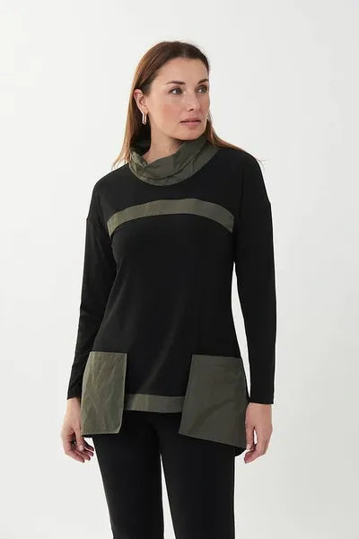 Joseph Ribkoff Cowl Neck Contrast Detail Top-223258