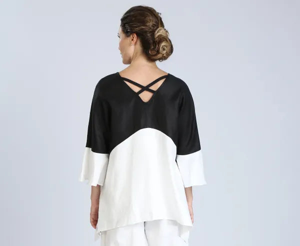 IC Collection Black & White Linen Tunic-IC-1190T