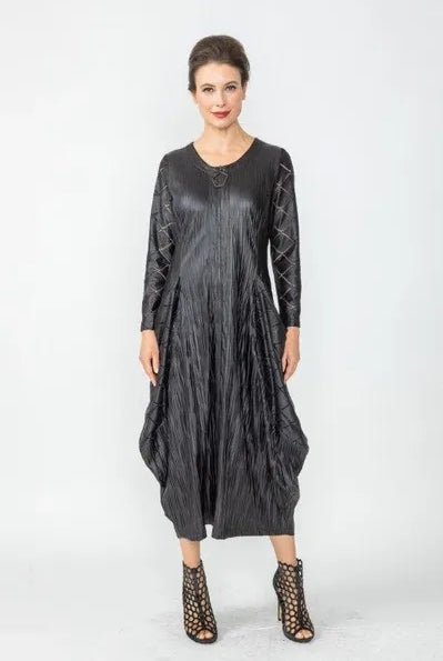 IC Collection Crinkle Mesh Trim Dress | Unique Apparel USA