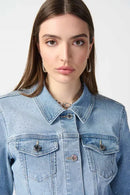Joseph Ribkoff Fitted Denim Jacket With Allover Rhinestones-241914