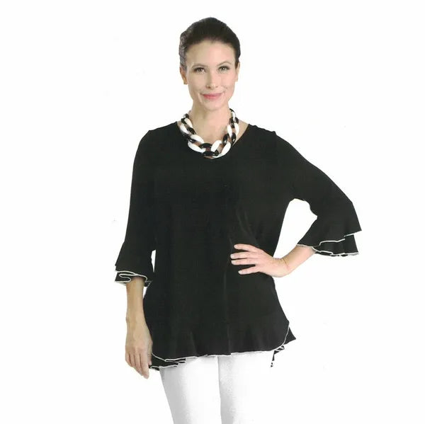 IC Collection Ruffle Sleeve Top-IC-3363T-B