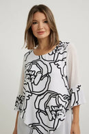 Joseph Ribkoff Black & White Abstract Print Elegant Tunic-JR-222286