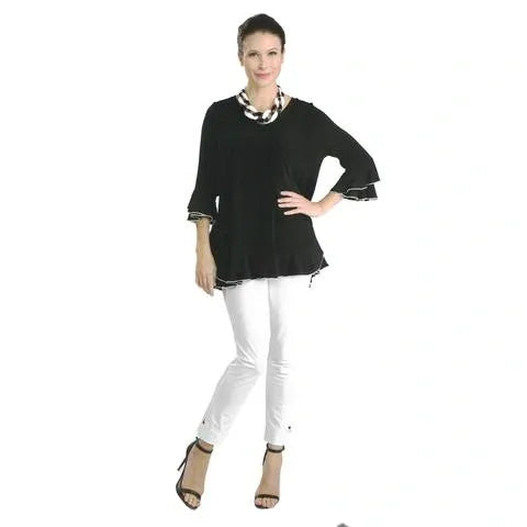 IC Collection Ruffle Sleeve Top-IC-3363T-B