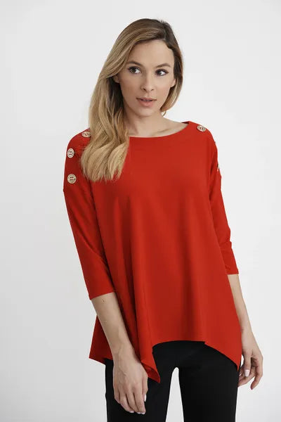 Joseph Ribkoff Gold Button Long Sleeve Top-JR-201497