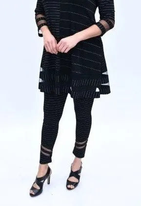 IC Collection Pin Stripe Mesh Detail Leggings-IC-4067P