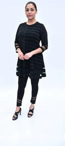 IC Collection Pin Stripe Mesh Detail Leggings-IC-4067P