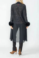 IC Collection Feather Cuff Mesh Long Jacket-IC-6963J
