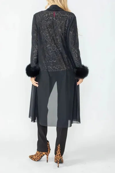 IC Collection Feather Cuff Mesh Long Jacket-IC-6963J