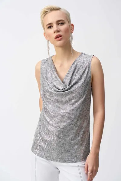Joseph Ribkoff Foiled Melange Knit Sleeveless Top | Unique Apparel USA