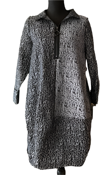 IC Collection Crinkle Textured Alphabet Quarter Zip Tunic-IC-3829T