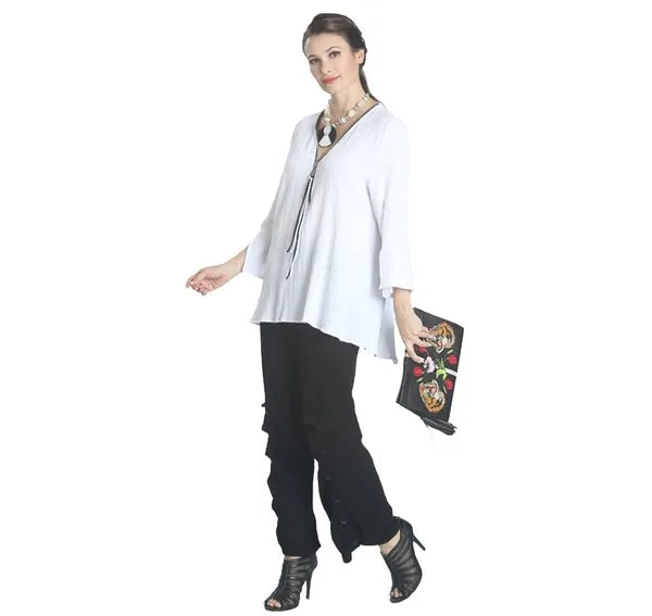 IC Collection V-Neck Front Zip Crinkle Tunic Top-IC- 9996T