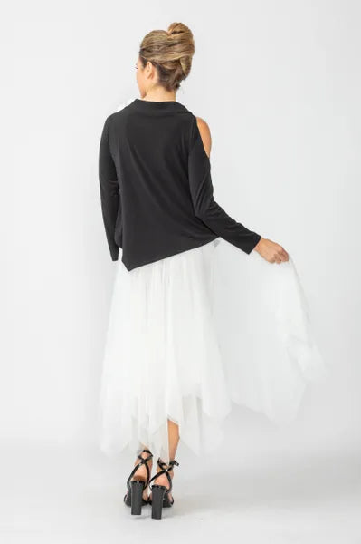 Cold Shoulder Asymmetric Layered Dress-IC-6470D