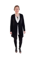 Sun Kim Black Tie-Front Cardigan-SK152