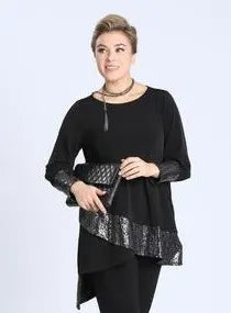 IC Collection Asymmetric Long Sleeve Tunic-IC-1508T
