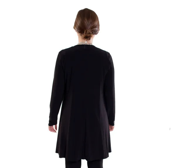 Sun Kim Black Tie-Front Cardigan-SK152