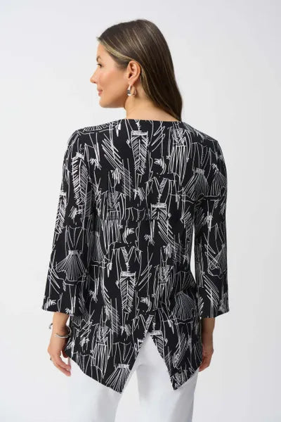 Joseph Ribkoff Silky Knit Conversational Print Fit and Flare Tunic Style 251181