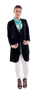 Sun Kim Black Tie-Front Cardigan-SK152