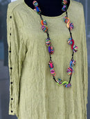 Comfy USA Crinkled Button Sleeve Tunic-C589