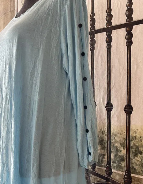 Comfy USA Crinkled Button Sleeve Tunic-C589