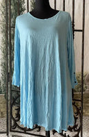 Comfy USA Crinkled Button Sleeve Tunic-C589