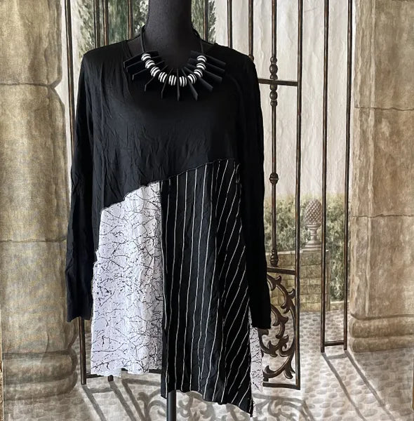 Kozan Comfy Print Tunic-CV-4129-BLKMIX