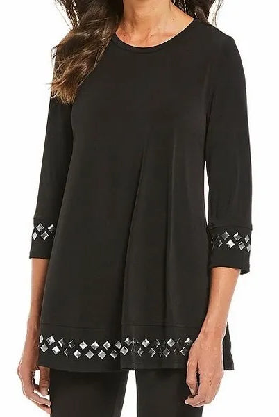 IC Collection Silver Tile Embellished Top 1759T | Unique Apparel USA