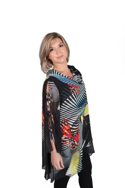 IC Collection Butterfly Cowl Neck Tunic-IC-2101T