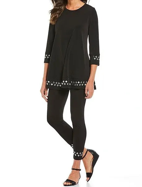IC Collection Silver Tile Embellished Tunic-IC-1759T