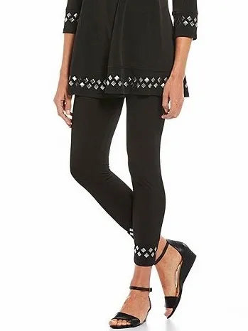 IC Collection Tile Silver Detail Leggings-IC-1758P