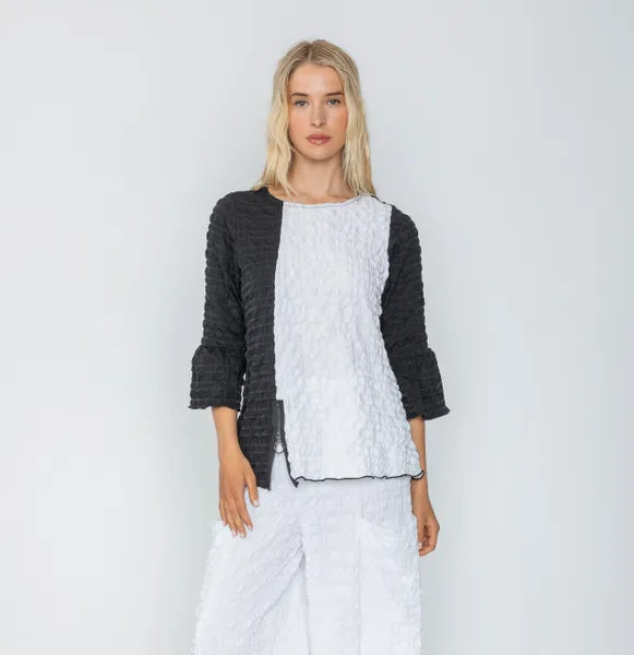 IC Collection Textured Zip Detail Top-IC-M188T