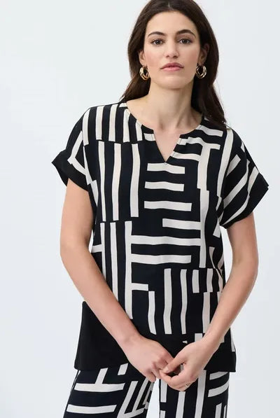 Joseph Ribkoff Geometric Print Silky Knit Top | Unique Apparel USA