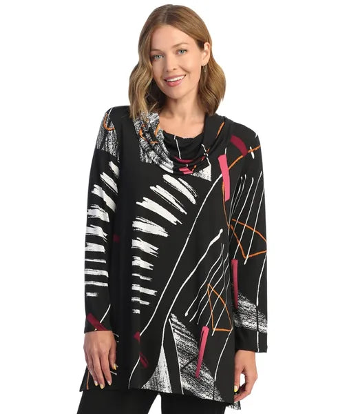 Jess & Jane Soft Drape Knit Cowl-Neck Tunic-Y15-1420